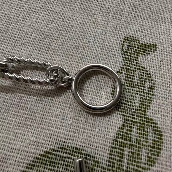 David Yurman Silver Double Chain Ot Clasp Bracelet - Picture 4 of 4